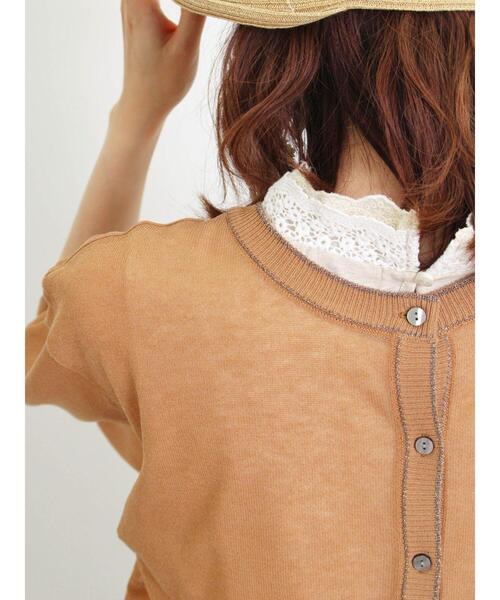 Samansa Mos2（サマンサ モスモス）の「シアーラメ配色前後2WAYカーディガン（カーディガン/ボレロ・レディース・グリーン/キナリ/モカ・F）」の21枚目の写真