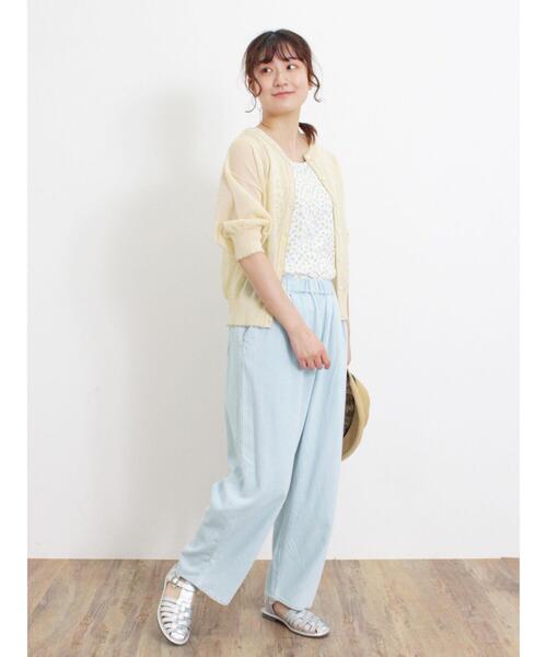 Samansa Mos2（サマンサ モスモス）の「シアーラメ配色前後2WAYカーディガン（カーディガン/ボレロ・レディース・グリーン/キナリ/モカ・F）」の13枚目の写真