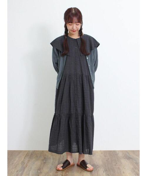 Samansa Mos2（サマンサ モスモス）の「シアーラメ配色前後2WAYカーディガン（カーディガン/ボレロ・レディース・グリーン/キナリ/モカ・F）」の10枚目の写真