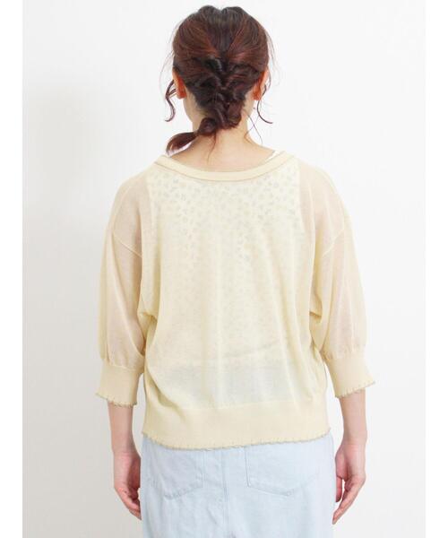 Samansa Mos2（サマンサ モスモス）の「シアーラメ配色前後2WAYカーディガン（カーディガン/ボレロ・レディース・グリーン/キナリ/モカ・F）」の6枚目の写真