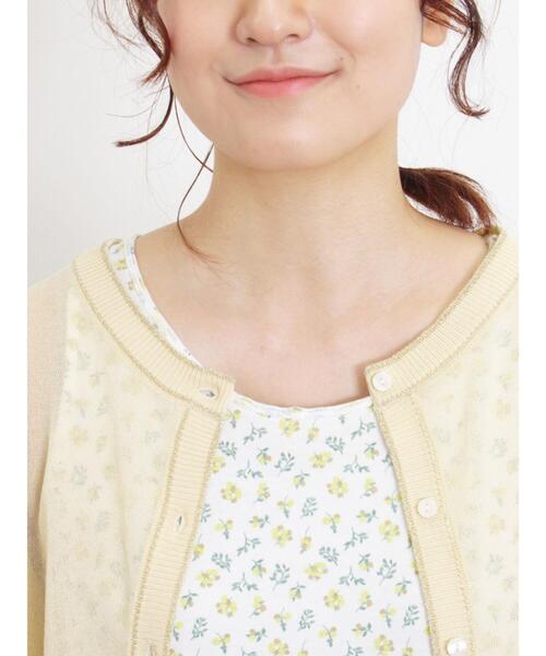 Samansa Mos2（サマンサ モスモス）の「シアーラメ配色前後2WAYカーディガン（カーディガン/ボレロ・レディース・グリーン/キナリ/モカ・F）」の5枚目の写真