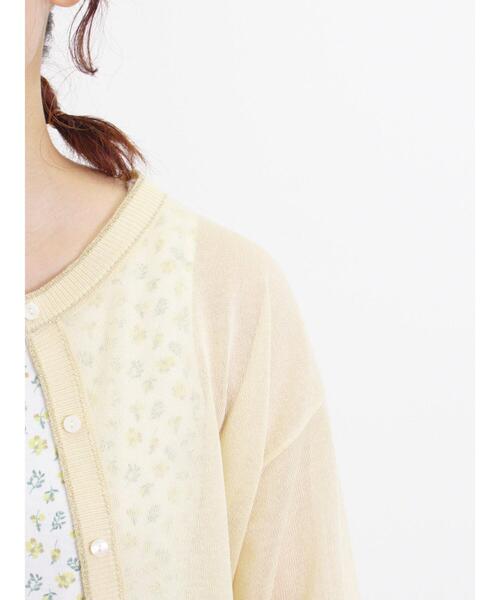 Samansa Mos2（サマンサ モスモス）の「シアーラメ配色前後2WAYカーディガン（カーディガン/ボレロ・レディース・グリーン/キナリ/モカ・F）」の4枚目の写真