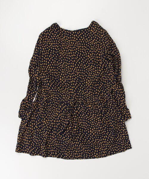 ボンポワン ネイビー長袖ワンピース6A 茶色く 