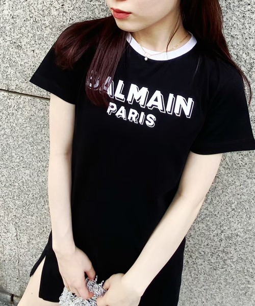 【訳あり/国内即発】BALMAIN リンガーTシャツワンピース BALMAIN】リンガーTシャツワンピース(ワンピース)|BALMAIN