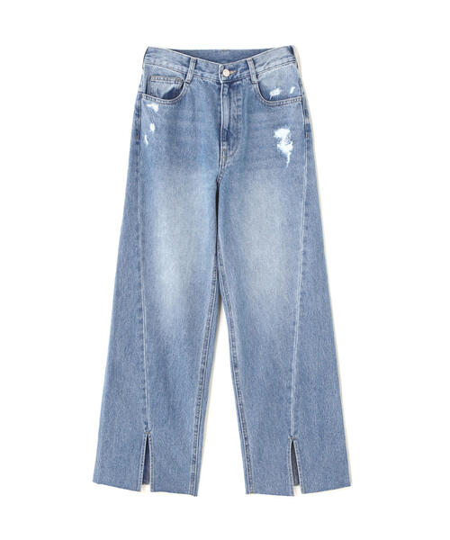 【セール】◆スリット切替ダメージワイドデニム（デニムパンツ）｜N.（N. Natural Beauty Basic）（エヌエヌナチュラルビューティーベーシック）