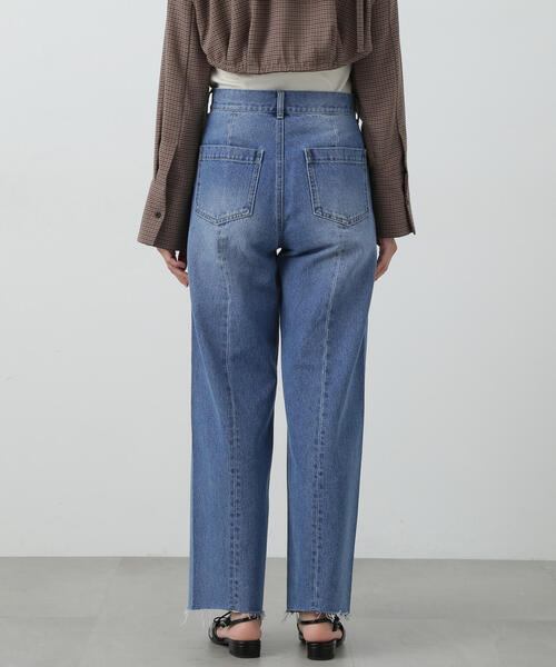 【セール】◆スリット切替ダメージワイドデニム（デニムパンツ）｜N.（N. Natural Beauty Basic）（エヌエヌナチュラルビューティーベーシック）