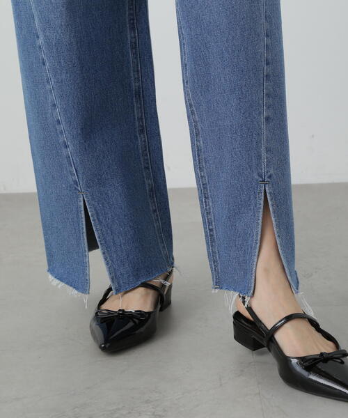 【セール】◆スリット切替ダメージワイドデニム（デニムパンツ）｜N.（N. Natural Beauty Basic）（エヌエヌナチュラルビューティーベーシック）