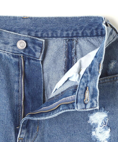 【セール】◆スリット切替ダメージワイドデニム（デニムパンツ）｜N.（N. Natural Beauty Basic）（エヌエヌナチュラルビューティーベーシック）