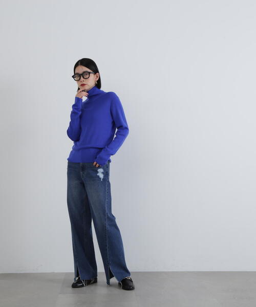 【セール】◆スリット切替ダメージワイドデニム（デニムパンツ）｜N.（N. Natural Beauty Basic）（エヌエヌナチュラルビューティーベーシック）