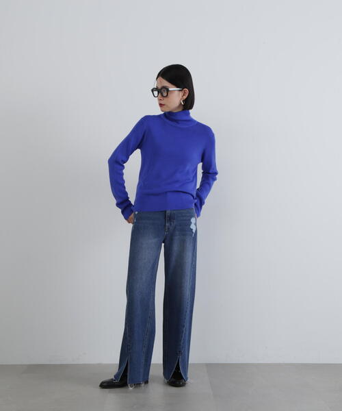 【セール】◆スリット切替ダメージワイドデニム（デニムパンツ）｜N.（N. Natural Beauty Basic）（エヌエヌナチュラルビューティーベーシック）