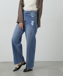 N.（N. Natural Beauty Basic）（エヌエヌナチュラルビューティーベーシック）の「◆スリット切替ダメージワイドデニム（デニムパンツ・レディース）」