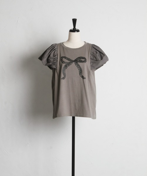 tocco closet(トッコ クローゼット)の「【ZOZO限定】レースリボンプリントTシャツ(Tシャツ/カットソー・レディース・ブラック/オフホワイト/グレー・M)」の20枚目の写真