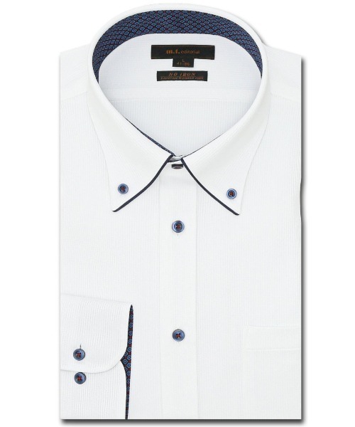 m.f.エディトリアル メンズ ノーアイロン ストレッチ ウォッシャブル 吸水速乾 ボタンダウン ビジネスドレス長袖ニットシャツ（ビジネスシャツ）｜m.f.editorial（エムエフエディトリアル）