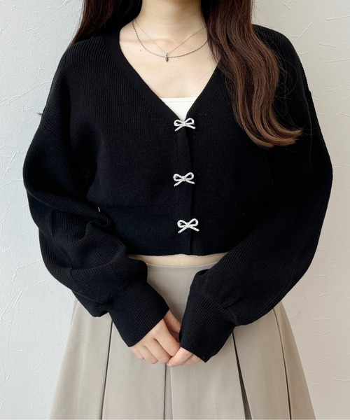 セール】リボンビジューカーディガン 144361（カーディガン/ボレロ