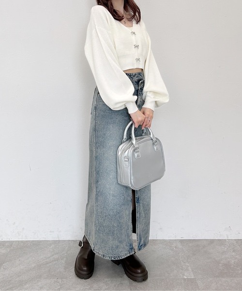 ♡♡♡ セール】リボンビジューカーディガン 144361（カーディガン/ボレロ