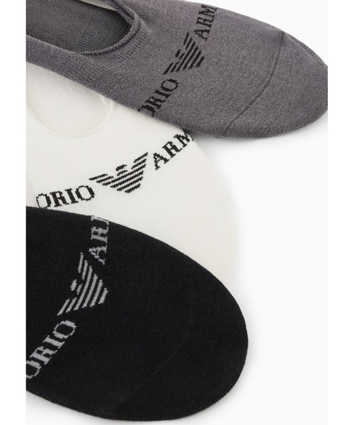 EMPORIO ARMANI（エンポリオアルマーニ）の「【エンポリオ アルマーニ】スニーカーソックス3足セット ジャカードロゴ（ソックス/靴下・メンズ・ホワイト系その他・SMALL/LARGE）」の2枚目の写真
