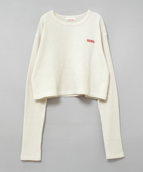 RNA(アールエヌエー)の「M2295 ピグメントダイワッフルチビロンT(Tシャツ/カットソー・レディース・ネイビー/ホワイト系その他/ピンク・MEDIUM)」の4枚目の写真