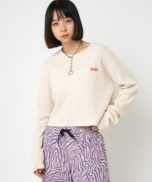RNA(アールエヌエー)の「M2295 ピグメントダイワッフルチビロンT(Tシャツ/カットソー・レディース・ネイビー/ホワイト系その他/ピンク・MEDIUM)」の7枚目の写真