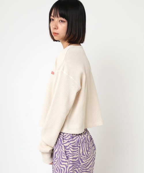 RNA(アールエヌエー)の「M2295 ピグメントダイワッフルチビロンT(Tシャツ/カットソー・レディース・ネイビー/ホワイト系その他/ピンク・MEDIUM)」の8枚目の写真