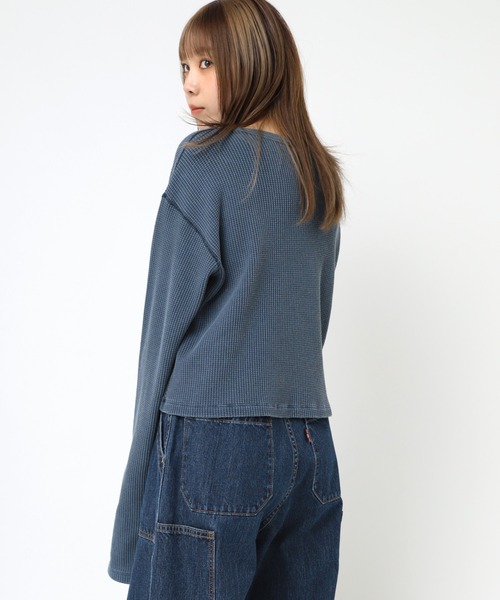 RNA(アールエヌエー)の「M2295 ピグメントダイワッフルチビロンT(Tシャツ/カットソー・レディース・ネイビー/ホワイト系その他/ピンク・MEDIUM)」の17枚目の写真