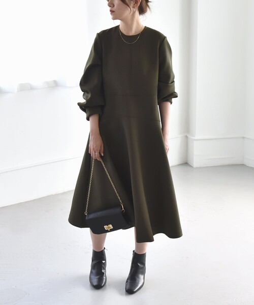 セール】quaranciel:〈洗濯機可能〉ダブルジャージー フレア ミディ