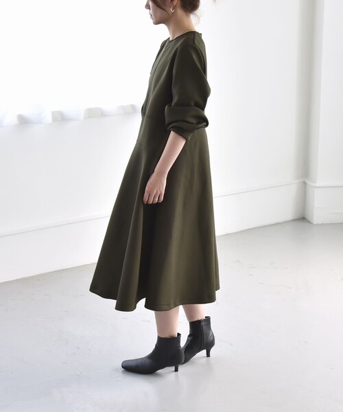 セール】quaranciel:〈洗濯機可能〉ダブルジャージー フレア ミディ