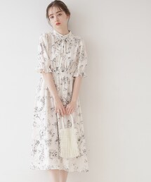 couture brooch | 【オトナのためのクラシカルワンピ】花柄5分袖ワンピース(ワンピース)