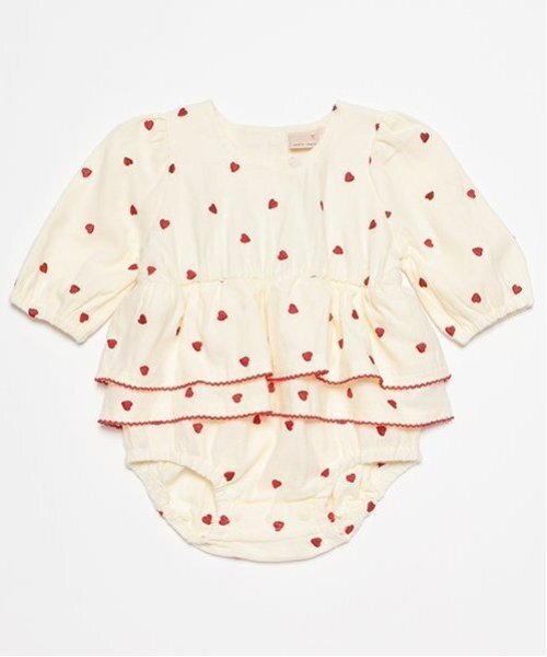 petit main(プティマイン)の「ハート刺繍ロンパース(ロンパース・キッズ・キナリ/ブルー・70cm/80cm)」の1枚目の写真