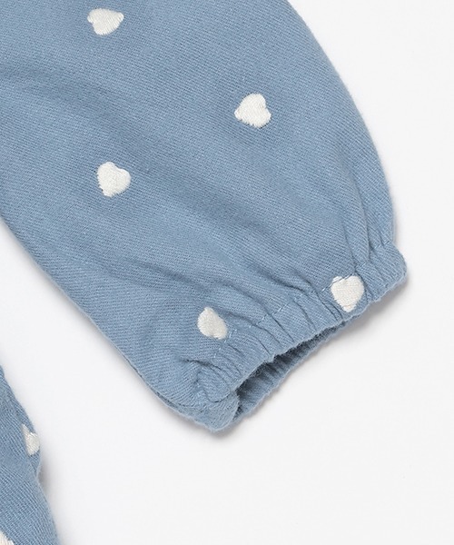 petit main(プティマイン)の「ハート刺繍ロンパース(ロンパース・キッズ・キナリ/ブルー・70cm/80cm)」の4枚目の写真