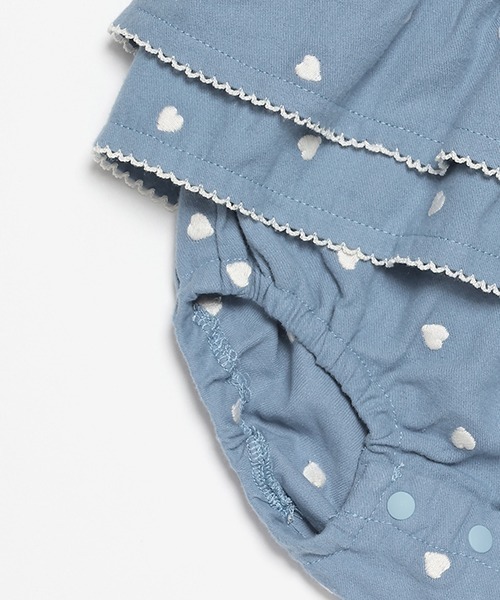 petit main(プティマイン)の「ハート刺繍ロンパース(ロンパース・キッズ・キナリ/ブルー・70cm/80cm)」の5枚目の写真