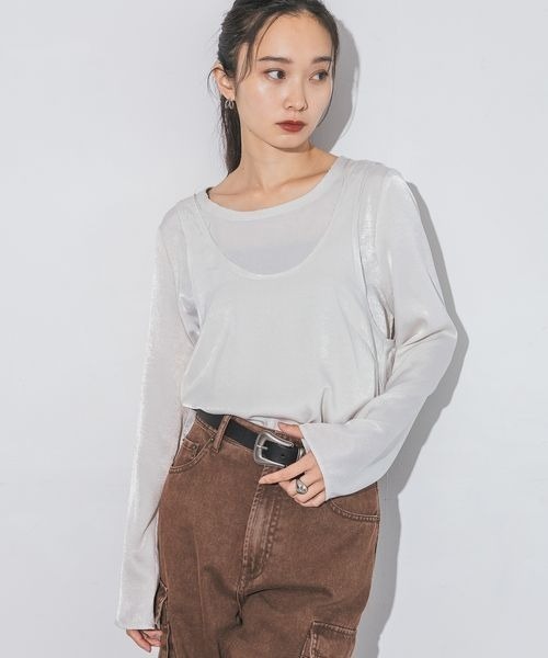 にん  2色セット JEANASIS（ジーナシス）の「ビンテージサテン2P LS/148515（T