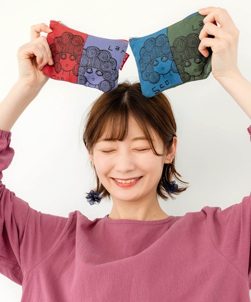 ScoLar(スカラー)の「643800:スカラーちゃん×スカラーちゃんキャンバスポーチ(ポーチ・レディース・ブルー/レッド/イエロー・FREE)」の1枚目の写真