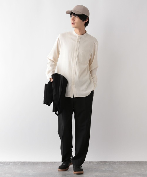 GLOBAL WORK(グローバルワーク)の「やわらかリッチネルバンドカラーシャツ/116354(シャツ/ブラウス・メンズ・オフホワイト/グレー系1・SMALL/MEDIUM/LARGE/X-LARGE)」の3枚目の写真