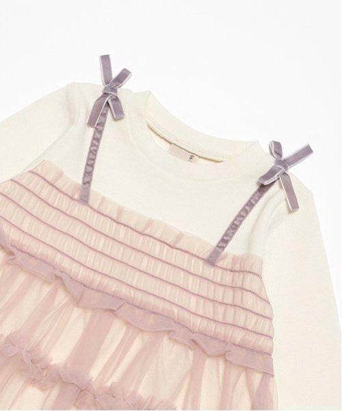 petit main(プティマイン)の「チュールドッキングワンピース(ワンピース・キッズ・ブラック/ライトピンク・80cm/130cm/120cm/110cm/100cm/90cm)」の4枚目の写真