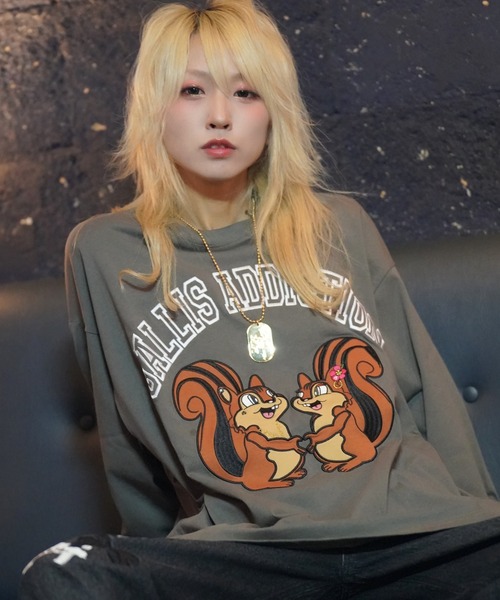 GALLIS ADDICTION（ガリスアディクション）の「GARISU-恋人とはーとロンT（Tシャツ/カットソー・メンズ・ラベンダー/チャコール・M/L）」の6枚目の写真