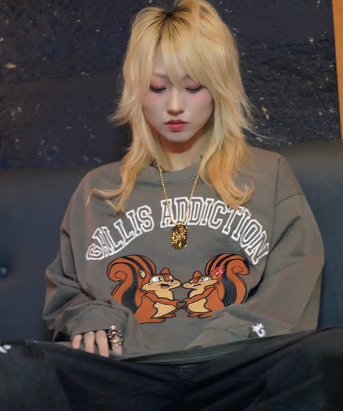 GALLIS ADDICTION（ガリスアディクション）の「GARISU-恋人とはーとロンT（Tシャツ/カットソー・メンズ・ラベンダー/チャコール・M/L）」の3枚目の写真