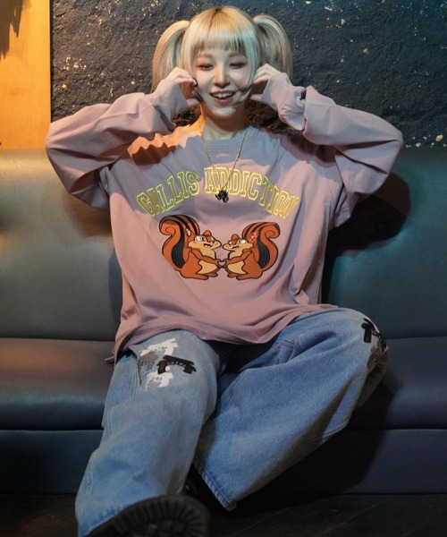 GALLIS ADDICTION（ガリスアディクション）の「GARISU-恋人とはーとロンT（Tシャツ/カットソー・メンズ・ラベンダー/チャコール・M/L）」の14枚目の写真