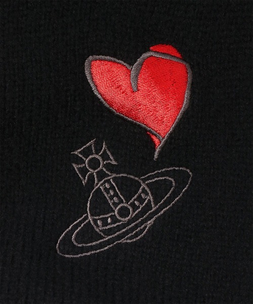 Vivienne Westwood MAN(ヴィヴィアンウエストウッドマン)の「“BLCW HEART” ロングニット フーディー【249042 9005】(ニット/セーター・メンズ・ベージュ/ブラック・44/46)」の3枚目の写真