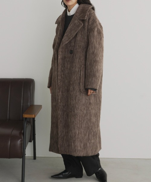 Libra Cue（リブラ キュー）の「シャギーロングコート（チェスターコート・レディース・チャコールグレー/ブラウン・FREE）」の21枚目の写真