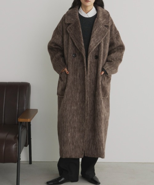 Libra Cue（リブラ キュー）の「シャギーロングコート（チェスターコート・レディース・チャコールグレー/ブラウン・FREE）」の22枚目の写真