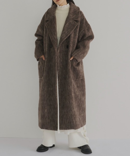 Libra Cue（リブラ キュー）の「シャギーロングコート（チェスターコート・レディース・チャコールグレー/ブラウン・FREE）」の19枚目の写真
