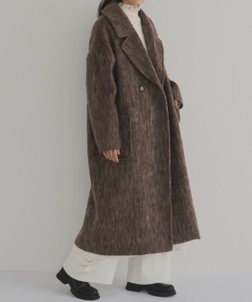 Libra Cue（リブラ キュー）の「シャギーロングコート（チェスターコート・レディース・チャコールグレー/ブラウン・FREE）」の20枚目の写真