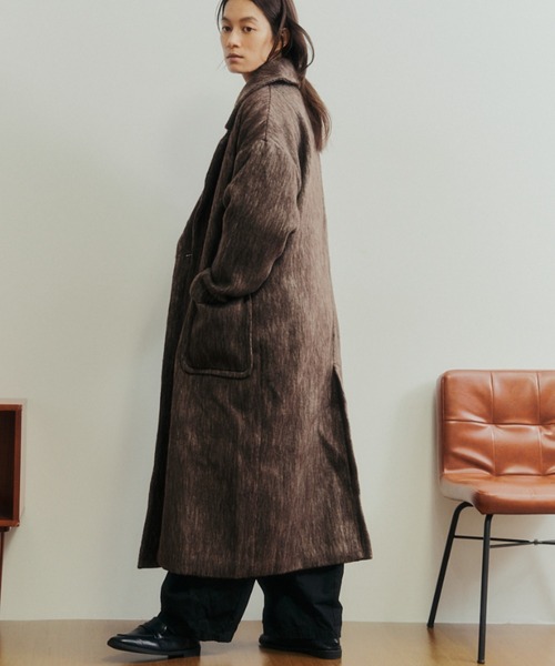 Libra Cue（リブラ キュー）の「シャギーロングコート（チェスターコート・レディース・チャコールグレー/ブラウン・FREE）」の13枚目の写真