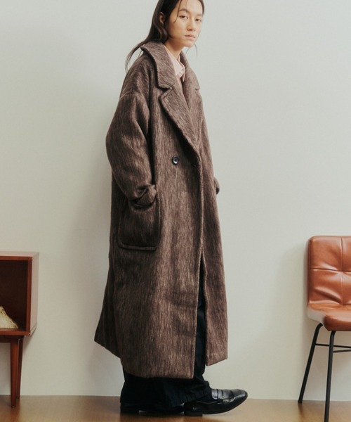 Libra Cue（リブラ キュー）の「シャギーロングコート（チェスターコート・レディース・チャコールグレー/ブラウン・FREE）」の10枚目の写真