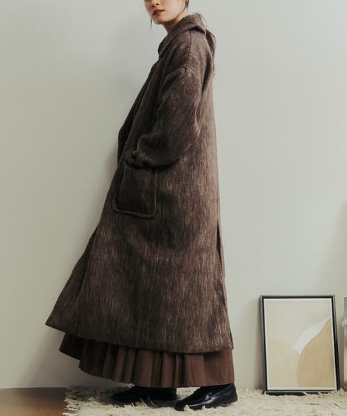 Libra Cue（リブラ キュー）の「シャギーロングコート（チェスターコート・レディース・チャコールグレー/ブラウン・FREE）」の15枚目の写真