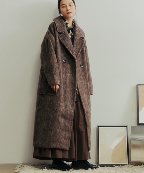 Libra Cue（リブラ キュー）の「シャギーロングコート（チェスターコート・レディース・チャコールグレー/ブラウン・FREE）」の16枚目の写真