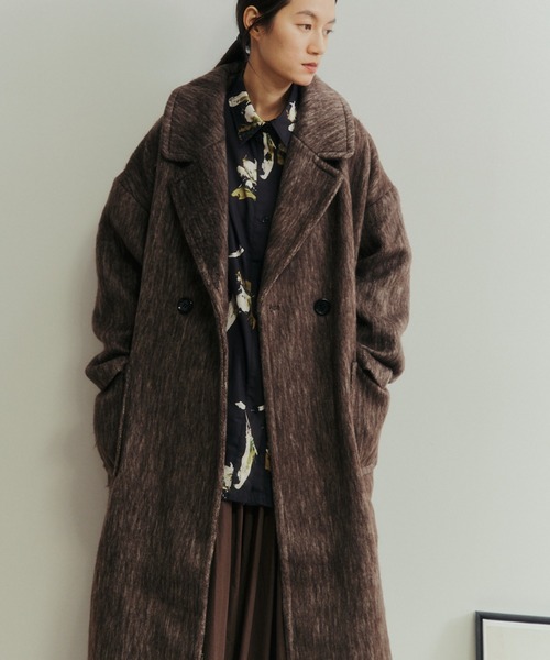 Libra Cue（リブラ キュー）の「シャギーロングコート（チェスターコート・レディース・チャコールグレー/ブラウン・FREE）」の17枚目の写真