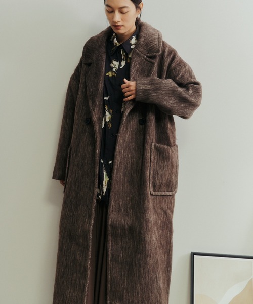 Libra Cue（リブラ キュー）の「シャギーロングコート（チェスターコート・レディース・チャコールグレー/ブラウン・FREE）」の18枚目の写真