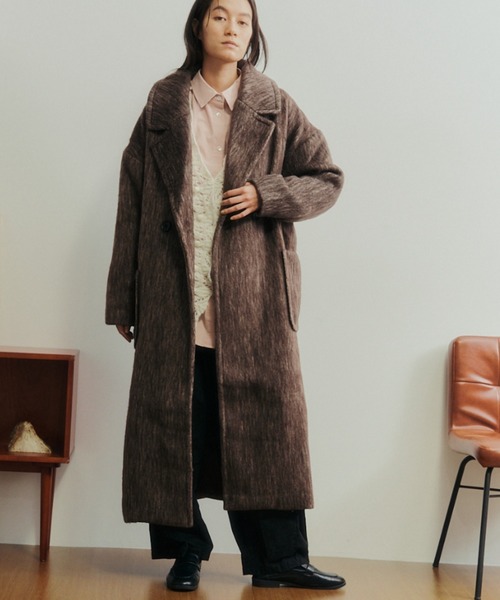 Libra Cue（リブラ キュー）の「シャギーロングコート（チェスターコート・レディース・チャコールグレー/ブラウン・FREE）」の12枚目の写真