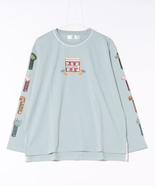 PEZコラボ恐竜スリーブプリントロンTEE/ユニセックス(Tシャツ/カットソー)|DOUBLE NAME(ダブルネーム) PEZコラボ恐竜スリーブプリントロンTEE/ユニセックス(Tシャツ/カットソー)|DOUBLE NAME(ダブルネーム)